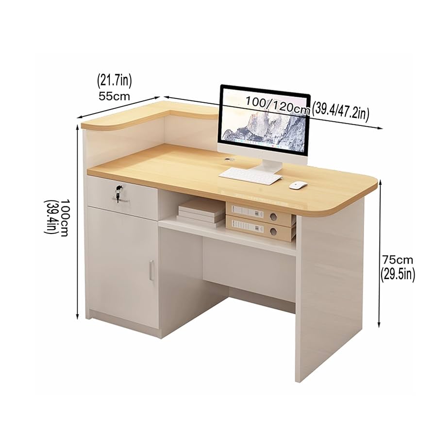 LED照明付き受付カウンター Amazon.co.jp: オープン収納付きフロント受付カウンター、LED